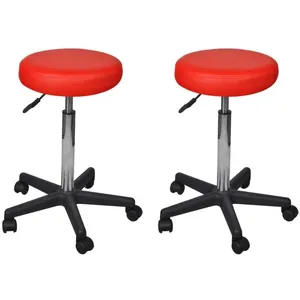 Vidaxl - Tabourets de bureau 2 pcs Rouge 35,5x84 cm Similicuir Rouge pas cher