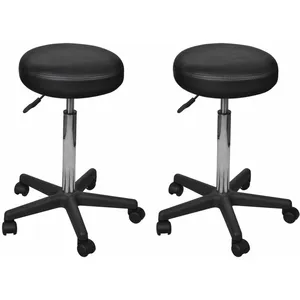 vidaXL Tabourets de bureau 2 pcs Noir 35,5x84 cm Similicuir pas cher