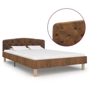 vidaXL Cadre de lit Marron Similicuir daim 120 x 200 cm pas cher