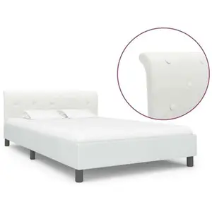 vidaXL Cadre de lit Blanc Similicuir 140 x 200 cm pas cher