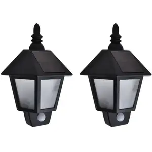 Comparateur de prix : vidaXL Appliques murales solaires 2 pcs avec capteur de mouvement Noir