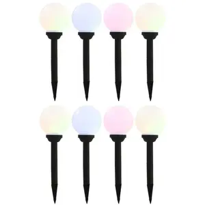 Comparateur de prix : vidaXL Lampes solaires sphériques LED de jardin 8 pcs 15 cm RVB