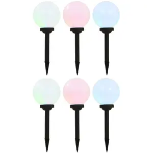 Comparateur de prix : vidaXL Lampes solaires sphériques LED de jardin 6 pcs 20 cm RVB