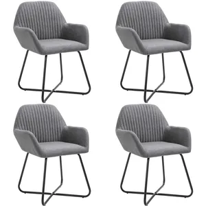 vidaXL Chaises à manger lot de 4 gris foncé tissu pas cher