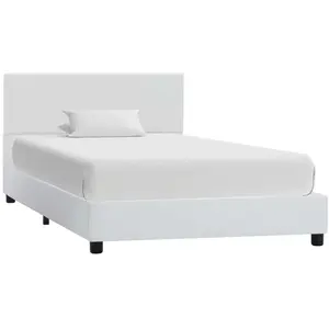 vidaXL Cadre de lit Blanc Similicuir 100 x 200 cm pas cher