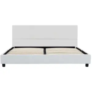 vidaXL Cadre de lit sans matelas blanc similicuir 140x200 cm pas cher