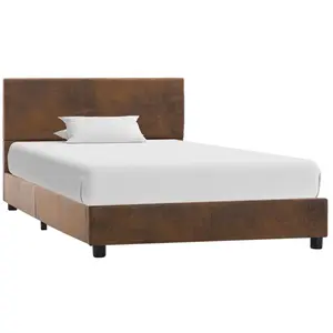 vidaXL Cadre de lit Marron Similicuir daim 90 x 200 cm pas cher