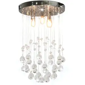 Comparateur de prix : vidaXL Plafonnier avec perles de cristal Argenté Sphère 3 ampoules G9