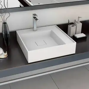 Comparateur de prix : vidaXL Lavabo 50x50x12,3 cm Fonte minérale/marbre Blanc