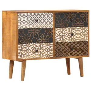Comparateur de prix : vidaXL Buffet avec motif imprimé 90x30x70 cm Bois de manguier massif