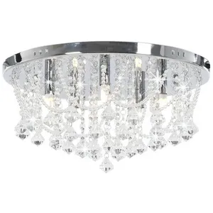 Comparateur de prix : vidaXL Plafonnier avec perles de cristal Argenté Rond 4 ampoules G9