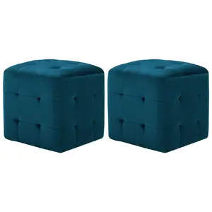 Comparateur de prix : vidaXL 2 pcs Tables de chevet Bleu 30x30x30 cm Tissu velours
