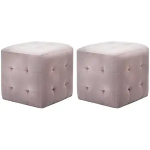 vidaXL 2 pcs Tables de chevet Rose 30x30x30 cm Tissu velours pas cher