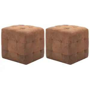 2 pcs Tables de chevet Marron 30x30x30 cm Similicuir daim Vidaxl Marron pas cher