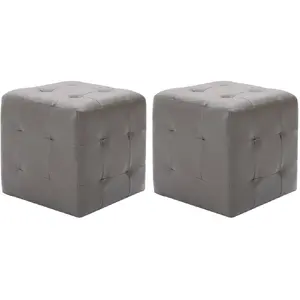 vidaXL 2 pcs Tables de chevet Gris 30x30x30 cm Similicuir pas cher