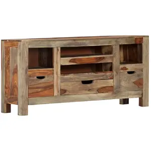 vidaXL Buffet Gris 100x30x50 cm Bois massif pas cher