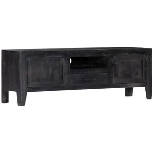 vidaXL Meuble TV Noir 118 x 30 x 40 cm Bois de manguier massif