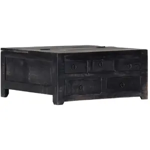 Non communiqué vidaXL Table basse Noir 65 x 65 x 30 cm Bois de manguier massif pas cher