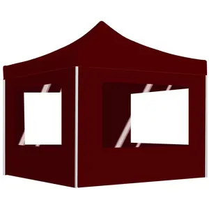 vidaXL Tente de réception pliable avec parois Aluminium 3x3 m Bordeaux pas cher