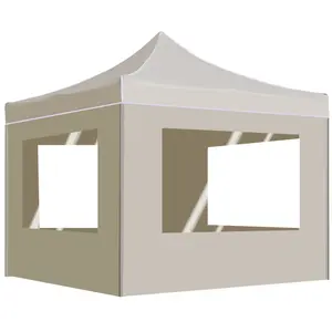 vidaXL Tente de réception pliable avec parois Aluminium 3 x 3 m Crème pas cher