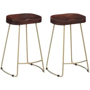 vidaXL Tabourets de bar Gavin lot de 2 bois de manguier massif pas cher