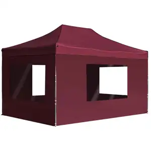 vidaXL Tente de réception pliable et parois Aluminium 4,5x3 m Bordeaux pas cher