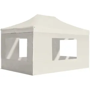 vidaXL Tente de réception pliable avec parois Aluminium 4,5x3 m Crème pas cher