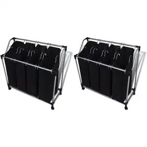 Comparateur de prix : vidaXL Trieuses à linge avec sacs 2 pcs Noir et Gris
