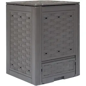 Comparateur de prix : vidaXL Composteur de jardin Marron 60x60x83 cm 300 L Plastique rotin