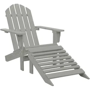 vidaXL Chaise de jardin avec pouf Bois Gris pas cher