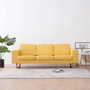 vidaXL Canapé à 3 places Tissu Jaune pas cher