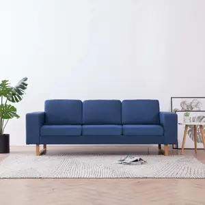 vidaXL Canapé à 3 places Tissu Bleu pas cher