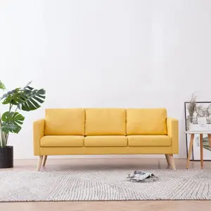 Comparateur de prix : vidaXL Canapé à 3 places Tissu Jaune