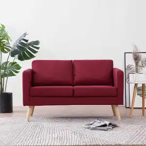 vidaXL Canapé à 2 places Tissu Rouge bordeaux pas cher