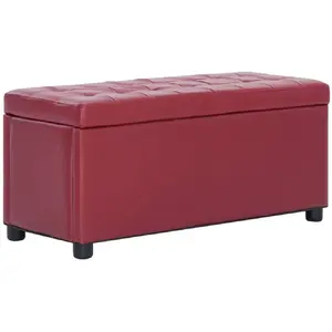 Comparateur de prix : vidaXL Pouf de rangement 87,5 cm Rouge bordeaux Similicuir