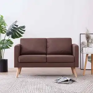 vidaXL Canapé à 2 places Tissu Marron pas cher