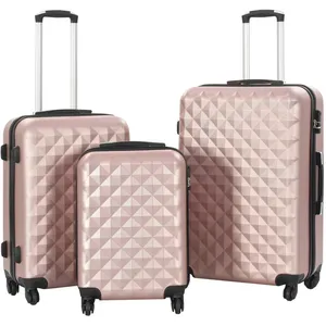 Comparateur de prix : vidaXL Valise rigide 3 pcs Doré rose ABS