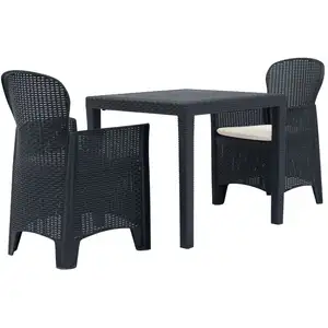 Comparateur de prix : vidaXL Ensemble de bistro 3 pcs Plastique Anthracite Aspect de rotin