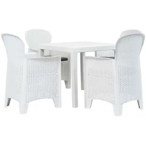 vidaXL Meuble à dîner d'extérieur 5pcs Plastique Blanc Aspect de rotin pas cher