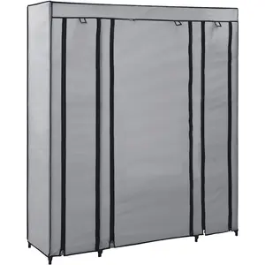 Comparateur de prix : vidaXL Armoire avec compartiments et tiges Gris 150x45x176 cm Tissu