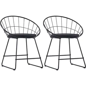 Comparateur de prix : vidaXL Chaises à manger Siège en similicuir lot de 2 noir acier