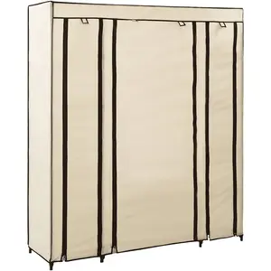 Comparateur de prix : vidaXL Armoire avec compartiments et tiges Crème 150x45x176 cm Tissu