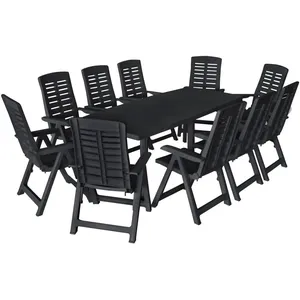 Comparateur de prix : vidaXL Ensemble de salle à manger de jardin 11pcs Plastique Anthracite