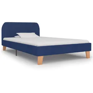 vidaXL Cadre de lit Bleu Tissu 90 x 200 cm pas cher
