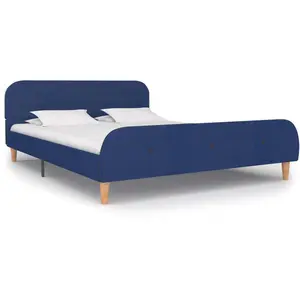 vidaXL Cadre de lit Bleu Tissu 140 x 200 cm pas cher