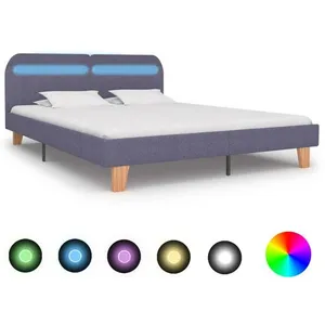 vidaXL Cadre de lit avec LED Gris clair Tissu 160 x 200 cm pas cher