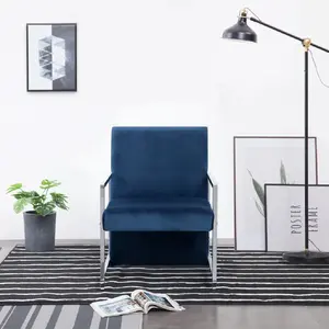 Comparateur de prix : Fauteuil avec pieds en chrome Bleu Velours Vidaxl Blue