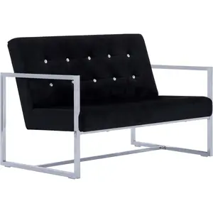 Comparateur de prix : vidaXL Canapé 2 places avec accoudoirs Noir Chrome et velours