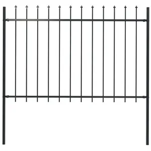 Comparateur de prix : vidaXL Clôture de jardin avec dessus en lance Acier 1,7 x 1,2 m Noir