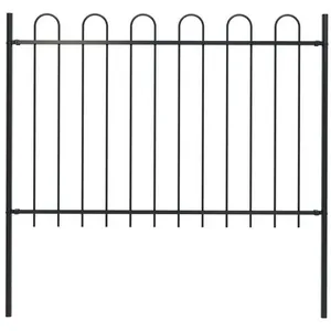 Comparateur de prix : vidaXL Clôture de jardin avec dessus en cerceau Acier 1,7 m Noir